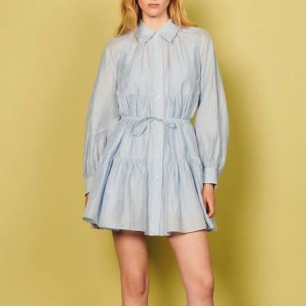 Sandro linen light blue dress size M